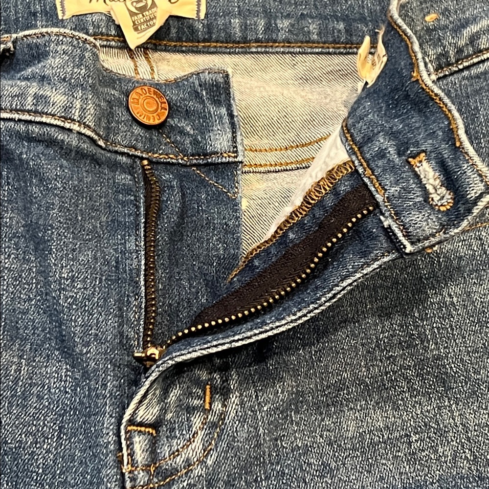 Madewell Mid-Rise Kick Out Jeans Frayed Cuffs Size 25 Waist Flare Cropped - Picture 7 of 14